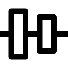 Clean line icon of two rounded bars joined by a center line. Used for alignment and layout controls.
