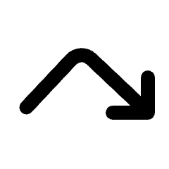 Arrow Bounce Down Right Fill Icon from Rounded Fill - Streamline Material Set