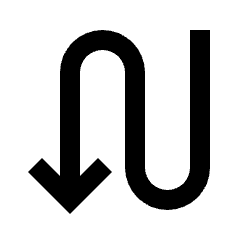 Arrow Curvy Down Left Fill Icon from Sharp Fill - Streamline Material Set