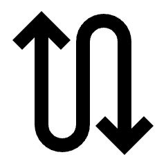 Arrow Curvy Up Down Alt Fill Icon from Sharp Fill - Streamline Material Set