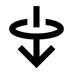 Arrow Through Elipse Down Icon from Sharp Line - Streamline Material Set