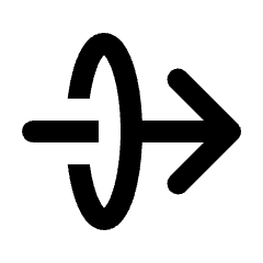 Arrow Through Elipse Right Icon from Rounded Line - Streamline Material Set