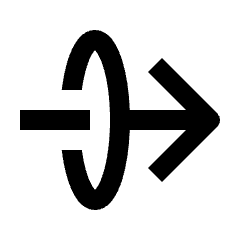 Arrow Through Elipse Right Fill Icon from Outlined Fill - Streamline Material Set
