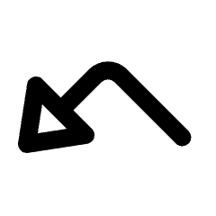 Triangle Arrow Bounce Down Left Icon from Rounded Line - Streamline Material Set