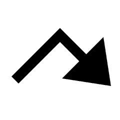 Triangle Arrow Bounce Down Right Fill Icon from Sharp Fill - Streamline Material Set