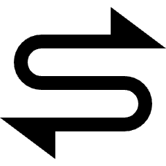 Sharp line icon of two opposing curved arrows pointing left and right. Used for bidirectional sync, exchange, and navigation.