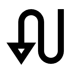 Triangle Arrow Curvy Down Left Icon from Sharp Line - Material Pro Set