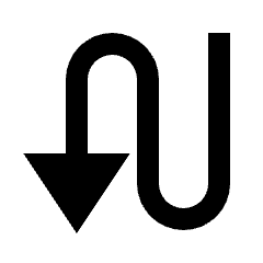 Triangle Arrow Curvy Down Left Fill Icon from Sharp Fill - Streamline Material Set