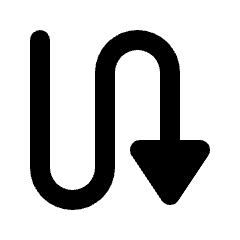 Triangle Arrow Curvy Down Right Fill Icon from Rounded Fill - Material Pro Set