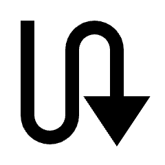 Triangle Arrow Curvy Down Right Fill Icon from Sharp Fill - Streamline Material Set