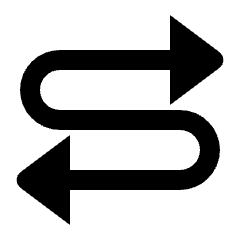 Triangle Arrow Curvy Left Right Alt Icon from Outlined Line - Streamline Material Set