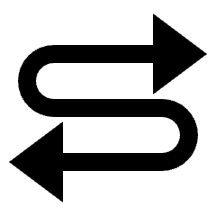 Triangle Arrow Curvy Left Right Alt Fill Icon from Sharp Fill - Material Pro Set