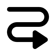 Triangle Arrow Curvy Right Down Fill Icon from Rounded Fill - Streamline Material Set