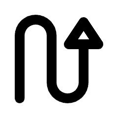 Triangle Arrow Curvy Up Right Icon from Rounded Line - Streamline Material Set