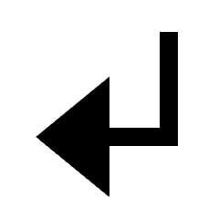 Sharp solid icon of a left-pointing triangle joined to an L-shaped shaft. Used for back and navigation controls.