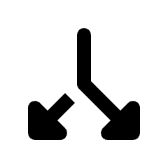 Triangle Arrow Split Down Icon from Rounded Line - Material Pro Set