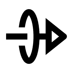 Triangle Arrow Through Elipse Right Icon from Outlined Line - Streamline Material Set