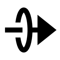 Triangle Arrow Through Elipse Right Fill Icon from Sharp Fill - Streamline Material Set