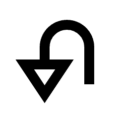 Triangle Arrow Turn Down Left Icon from Sharp Line - Streamline Material Set