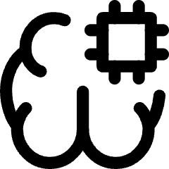 Artificial Intelligence Brain Chip Icon from Core Line Set