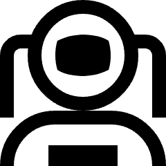 Clean line icon of an astronaut helmet and shoulders. Used for space apps, astronomy, science fiction, and crew profiles.
