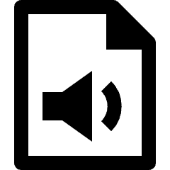 Clean line icon of an audio file with a speaker and sound wave. Used for audio files, playback, and sound settings.