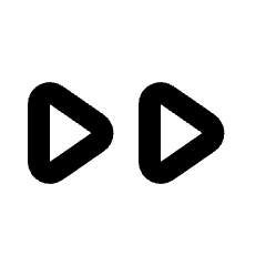 Rounded line icon of two right-pointing triangles side by side. Used for fast forward and media playback.