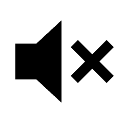 Sharp solid icon of a speaker with an X. Used for mute controls, audio settings, and silent media.