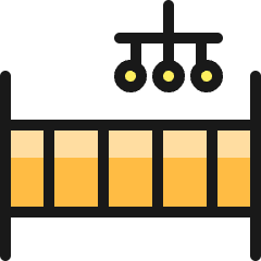 Baby Care Cot Mobile Crib Icon from Ultimate Colors Set
