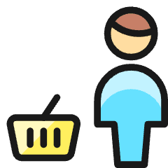 Shopping Basket Man Icon from Ultimate Colors Set