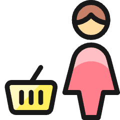 Shopping Basket Woman Icon from Ultimate Colors Set
