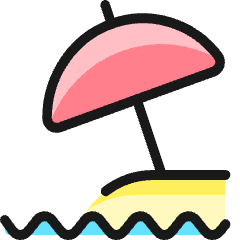 Beach Parasol Water Icon from Ultimate Colors Set
