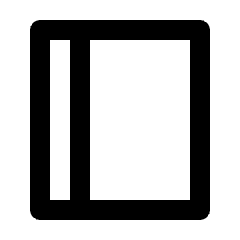 Clean line icon of a book with a spine and rounded cover. Used for reading, libraries, and documents.