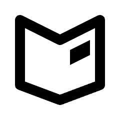 Clean line icon of an open notebook with a bookmark tab. Used for notes, journals, reading, and documents.