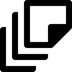 Clean line icon of two overlapping sheets, front folded at lower-right corner. Used for notes, documents.
