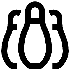 Clean line icon of three bowling pins, one centered between two angled pins. Used for bowling, sports, and games.