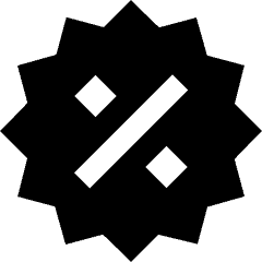 Discount Percent Badge Icon from Sharp Solid Set