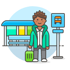 Bus Stop Waiting Luggage 2 Illustration from UX Colors Set