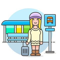 Bus Stop Waiting Luggage 4 Illustration from UX Colors Set