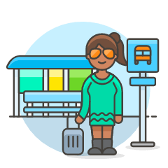 Bus Stop Waiting Luggage 5 Illustration from UX Colors Set