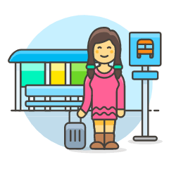 Bus Stop Waiting Luggage 6 Illustration from UX Colors Set