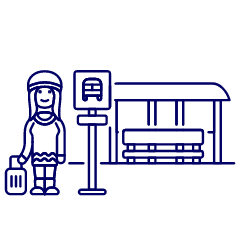 Bus Stop Waiting Luggage 4 Illustration from UX Line Set