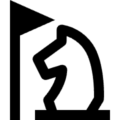 Clean line icon of a flagpole with a triangular flag and curved arrow. Used for business strategy, goals, and mobile planning.