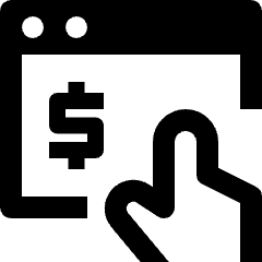 Clean line icon of a page with a dollar sign and hook. Used for page earnings and revenue analytics.