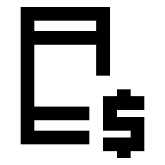 Sharp line icon of a document with horizontal lines and a dollar sign. Used for mobile payments and billing.