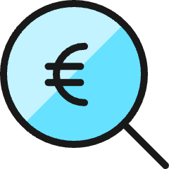 Cash Search Euro Icon from Ultimate Colors Set