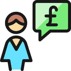 Cash User Woman Message Pound Icon from Ultimate Colors Set