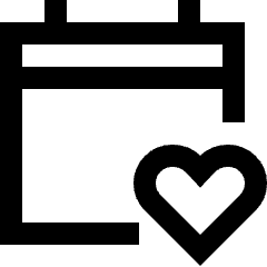 Calendar Heart Icon from Sharp Line Set
