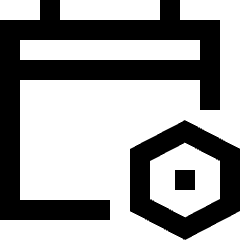 Calendar Setting Bolt Nut Icon from Sharp Line Set