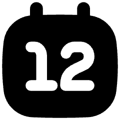 Date 12 Calendar Icon from Flex Solid Set